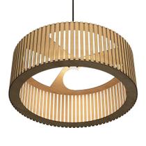 Luminária Pendente Vênus Ripado em MDF Cru Amadeirado Bivolt 100W para Sala E27 Lenobre Luminária Pendente Vênus Ripado em MDF Cru Amadeirado Bivolt 100W para Sala E27 Lenobre