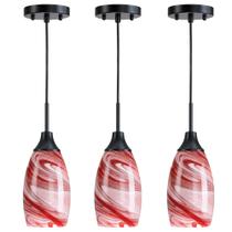 Luminária pendente Viinew Mini Glass, 4,72 polegadas, pacote com 3 unidades em mármore bordô