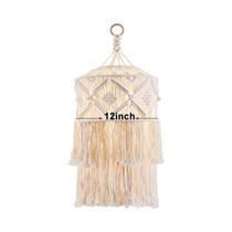 Luminária Pendente Vintage Boho De Macramê Feita À Mão Com Borlas, Abajur Moderno Retrô Para
