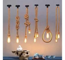 Luminária Pendente Vintage Com Corda