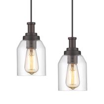 Luminária pendente zeyu Farmhouse Industrial ZG33M1L-2 ORB, pacote com 2 Luminária pendente zeyu Farmhouse Industrial ZG33M1L-2 ORB, pacote com 2