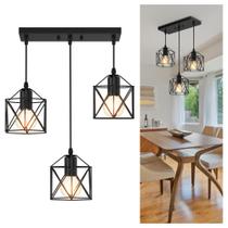 Luminária Phaosio, pingente de 3 luzes, preto fosco, ajustável