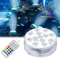 Luminária Piscina LED Pilha RGB Colorida SubAquática Controle Remoto Ventosa Spot IP68