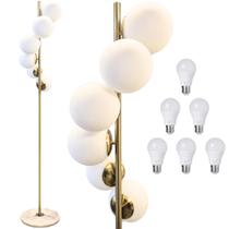 Luminária Piso Chão 162Cm Jabuticaba 6 Globos Mármore Gimpo