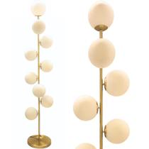 Luminária Piso Chão 162cm Jabuticaba 9 Globos Vidro Dourada Coluna Pedestal Gimpo KJTD-714-GOLD