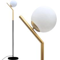Luminária Piso Chão 164cm Jabuticaba Globo Vidro 15cm Poste Coluna Gimpo KJTD-707-GOLD-PRETO