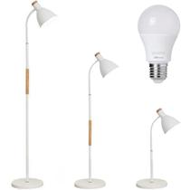 Luminária Piso Chão Coluna 155cm Flexível Metal Gimpo KJTD-721-BRANCO + 1 Lâmpada 9W LED Bivolt