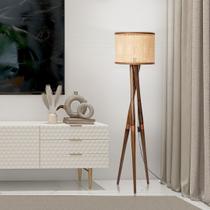 Luminária Piso Irlanda Decorativa Para Leitura Tripé Madeira Ratan Estilo CLássico boho chic Luxo 158 cm