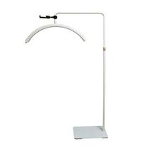 Luminária Piso LED Salão de Beleza, Arco Meia Lua, c/ Suporte p/ Celular, p/ Estética, Cílios, Maquiagem, Sobrancelhas, Manicure, Tatuagem - Branco