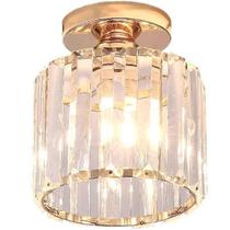 Luminária Plafon 17Cm Metal Dourado 15 Cristais Lustre Teto