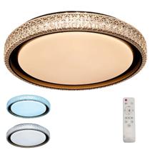 Luminaria Plafon 3 Tons Led Cristal Luxo Controle Remoto Residencial Comercial Casa Trabalho Moderno