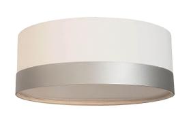 Luminária Plafon Cúpula Branca Com Detalhe Prata 50X15 3-E27