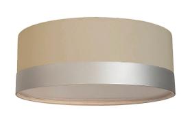 Luminária Plafon Cúpula Cáqui Com Detalhe Prata 40x15 2-e27