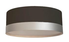 Luminária Plafon Cúpula Preto Com Detalhe Prata 40x15 2-e27