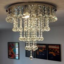 Luminária Plafon De Cristal De 30mm Para Sala De Estar Com 40cm De Diâmetro Luminária Plafon De Cristal De 30mm Para Sala De Estar Com 40cm De Diâmetro