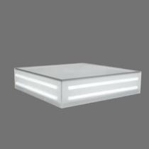 Luminária Plafon De Sobrepor 20x20 cm Em Acrílico Liso Com Frisos Em Destaques Na Lateral 2xE27