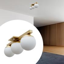Luminária Plafon de teto Triplo Jabuticaba alumínio Bivolt com vidro globo fosco branco 12cm Luminária Plafon de teto Triplo Jabuticaba alumínio Bivolt com vidro globo fosco branco 12cm