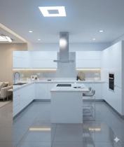 Luminária Plafon Embutir Rebatedor Eclipse 40x40 p 4 Lampadas Soquete Padrão E27 Teto Quadrado Sala Cozinha Quarto Hall