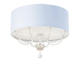 Luminária Plafon Infantil Coroa Cúpula Azul bebê 50X15 3E27