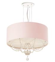 Luminária Plafon Infantil Coroa Cúpula Rosa 50X15 3E27