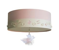 Luminária Plafon Infantil Fadas Cúpula Rosa 40x15 2E27