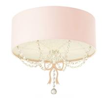 Luminária Plafon Infantil Laço Cúpula Rosa 50X15 3E27