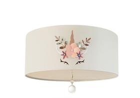 Luminária Plafon Infantil Unicórnio Cúpula Branco 30x15 2E27 Luminária Plafon Infantil Unicórnio Cúpula Branco 30x15 2E27