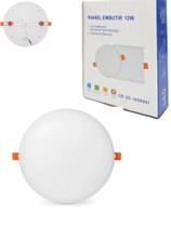 Luminária Plafon Led Borda Infinita 12W Embutir Redondo Bivolt Frio 6500k 10cm x 10cm Ilumimax