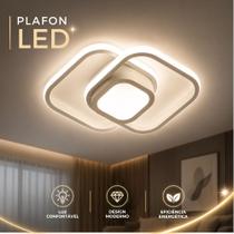 Luminária Plafon LED Sobrepor Estrutura Metal Tons de Luz Amarela ou Branca Elegante Bivolt
