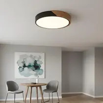 Luminária Plafon Led Sobrepor Redondo Madeira Sala Quarto Banheiro Corredor Cozinha Mesa 25W Luz 3 Em 1 Bivolt