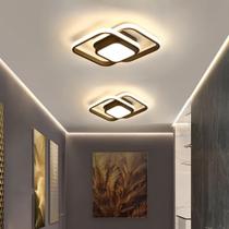 Luminária Plafon LED Teto Pendente Duplo Quadrado Luz Led Sobrepor Preta 29x29cm 26W Difusor Central Luminária Plafon LED Teto Pendente Duplo Quadrado Luz Led Sobrepor Preta 29x29cm 26W Difusor Central