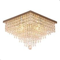 Luminária Plafon Lumier Cristal Legitimo Âmbar 40x40cm com