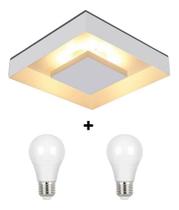 Luminária Plafon Luz Indireta Sobrepor 30cm + 2 Lâmpadas Led 9w 3000k Luminária Plafon Luz Indireta Sobrepor 30cm + 2 Lâmpadas Led 9w 3000k
