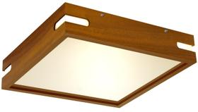 Luminária Plafon Madeira 20x20 De Sobrepor Teto C/Abertura Laterais IMBUIA
