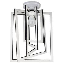 Luminária Plafon Madeira MDF Sala Quarto Cozinha Bivolt E27 LED Retângulo Branco