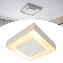 Luminária Plafon Rebatedor De Sobrepor Teto Gesso Quadrado 45X45 Eclipse Luz Indireta 4L E27 Branco P/ Quarto Sala Cozinha Lavabo Corredor Banheiro