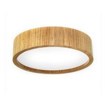 Luminária Plafon Redondo Cilíndrico 30x12cm em Madeira Louro Freijó
