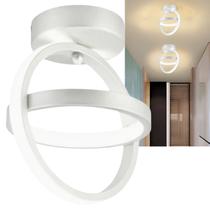 Luminária Plafon Redondo de Sobrepor Teto 28cm Estilo Industrial 2 Arcos Pendente Branco Luz Amarela 3000K Bivolt Para Sala Corredor Quarto Banheiro