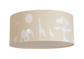 Luminária Plafon Safari Savana Cúpula Tecido Cáqui 30X15Cm