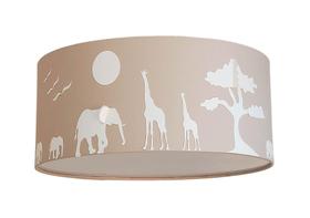 Luminária Plafon Safari Savana Cúpula Tecido Cáqui 30X15Cm