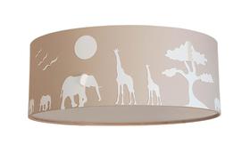 Luminária Plafon Safari Savana Cúpula Tecido Cáqui 40X15Cm