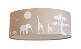 Luminária Plafon Safari Savana Cúpula Tecido Cáqui 40X15Cm