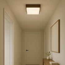 Luminária Plafon Sobrepor Madeira Acrílico 20x20 Franja Mdf Imbuia