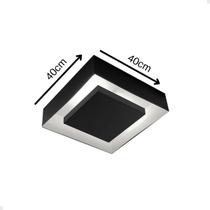 Luminária Plafon Sobrepor Preto 40x40 E27 Luz Indireta