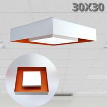 Luminária Plafon Sobrepor Quadrado Branco Luz Indireta 30x30