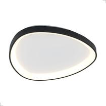 Luminária Plafon Teto Seixos Moderno Sobrepor 33W Preto Led