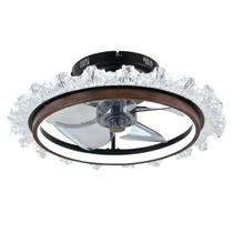 Luminária Plafon Ventilador Teto MiniWind Madeira Escura 23W