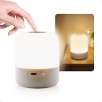 Luminária Portátil LED Touch 360 Recarregável USB com Ajuste de Brilho e 3 Tons de Luz