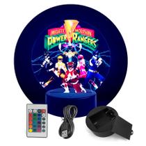Luminária Power Rangers Mighty Morphin - RGB + Controle