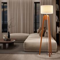 Luminária Premium UniDecor em Madeira Cor Palha p/ Salas